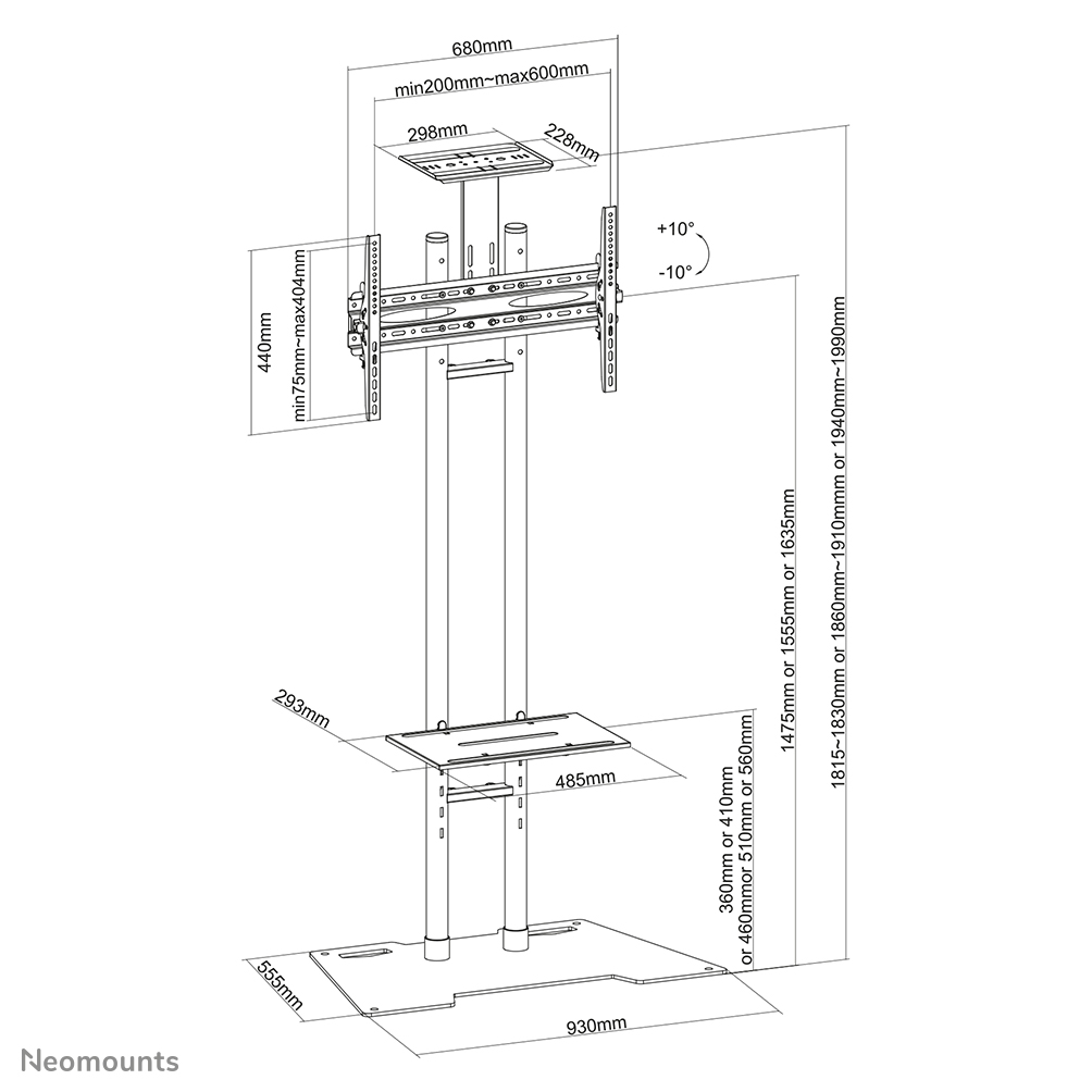 Neomounts PLASMA-M1700ES Support au sol pour écran 32-70"